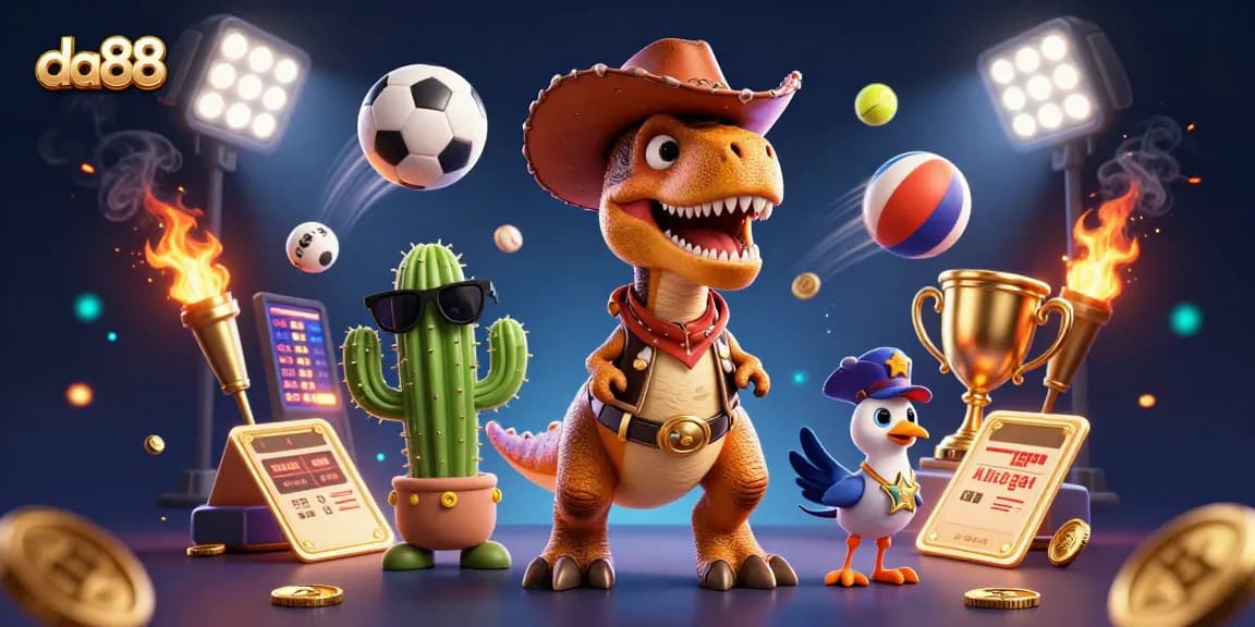 Play and win at da88 with engaging 3D cartoon characters showcasing an exciting casino experience.