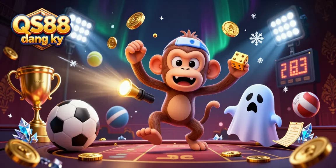 Engage in thrilling winnings at QS88 dang ky with an interactive 3D casino illustration showcasing excitement and rewards.
