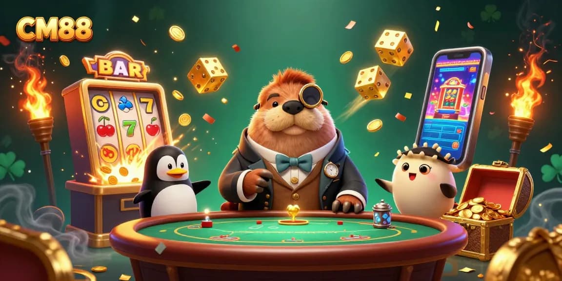 Join CM88's exciting underwater poker game with a whimsical walrus, pufferfish, and penguin dealer!
