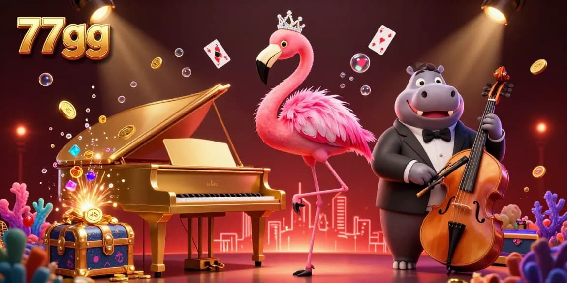 Experience the thrill of 77gg's vibrant casino scene with dynamic characters and exciting game elements.