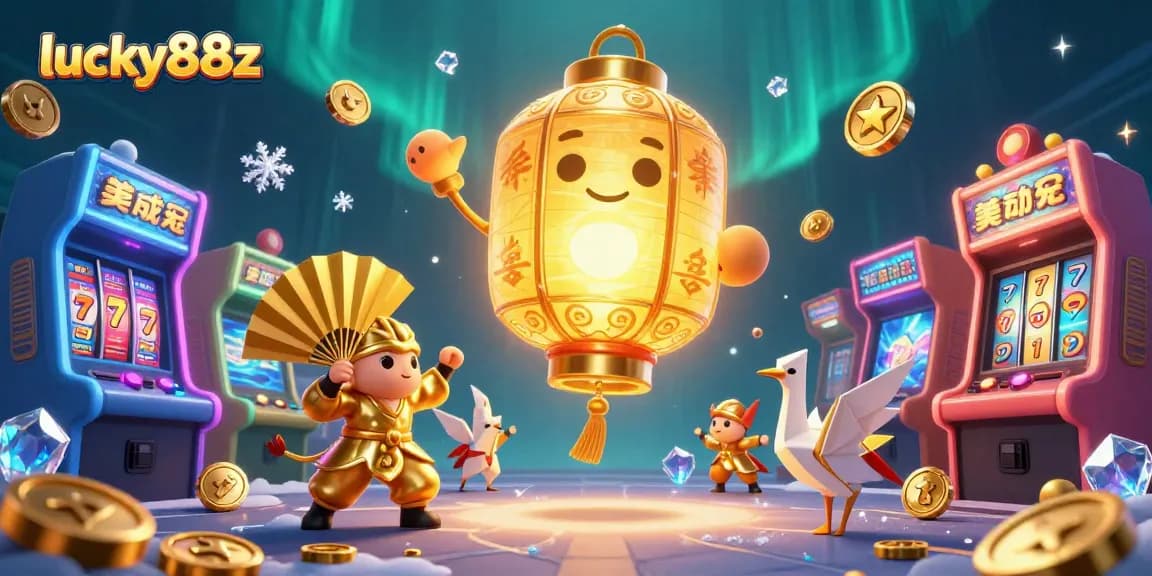 Experience the thrill of lucky88z with a vibrant casino scene featuring a glowing lantern spirit and classic arcade elements.