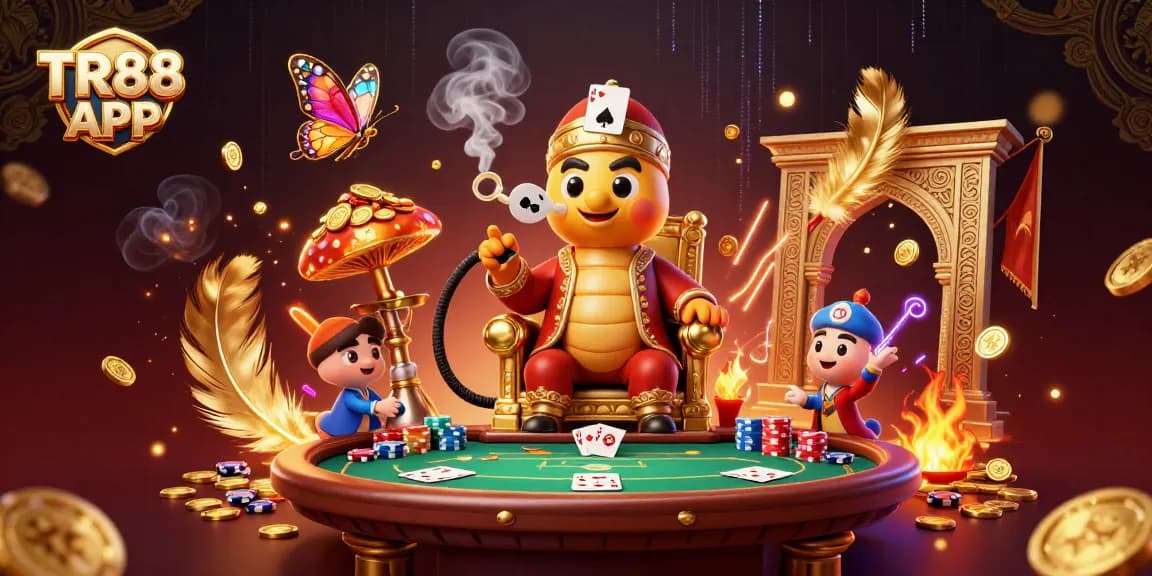 Experience the excitement of TR88 APP with a vibrant 3D casino scene showcasing engaging poker elements.