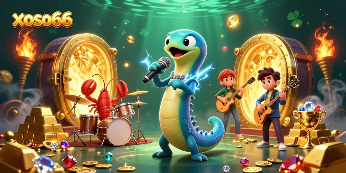 Experience the electrifying world of xoso66's underwater casino with an energetic band of whimsical characters.