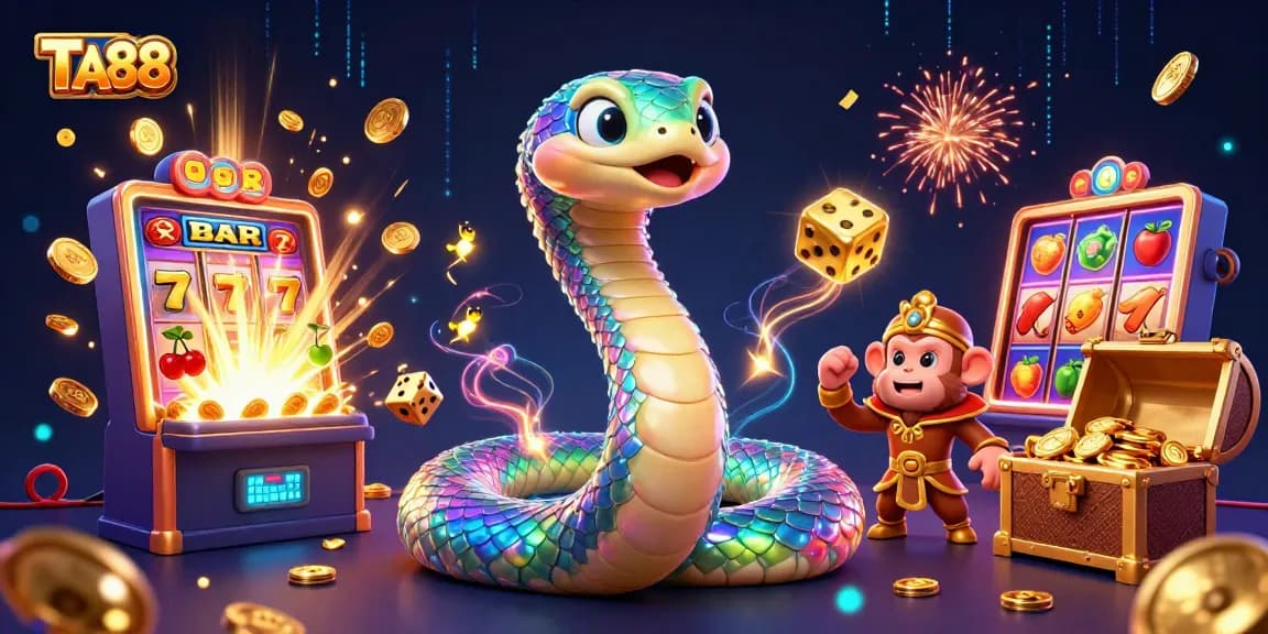 TA88 offers thrilling casino experiences with vibrant 3D illustrations of exciting gaming elements.
