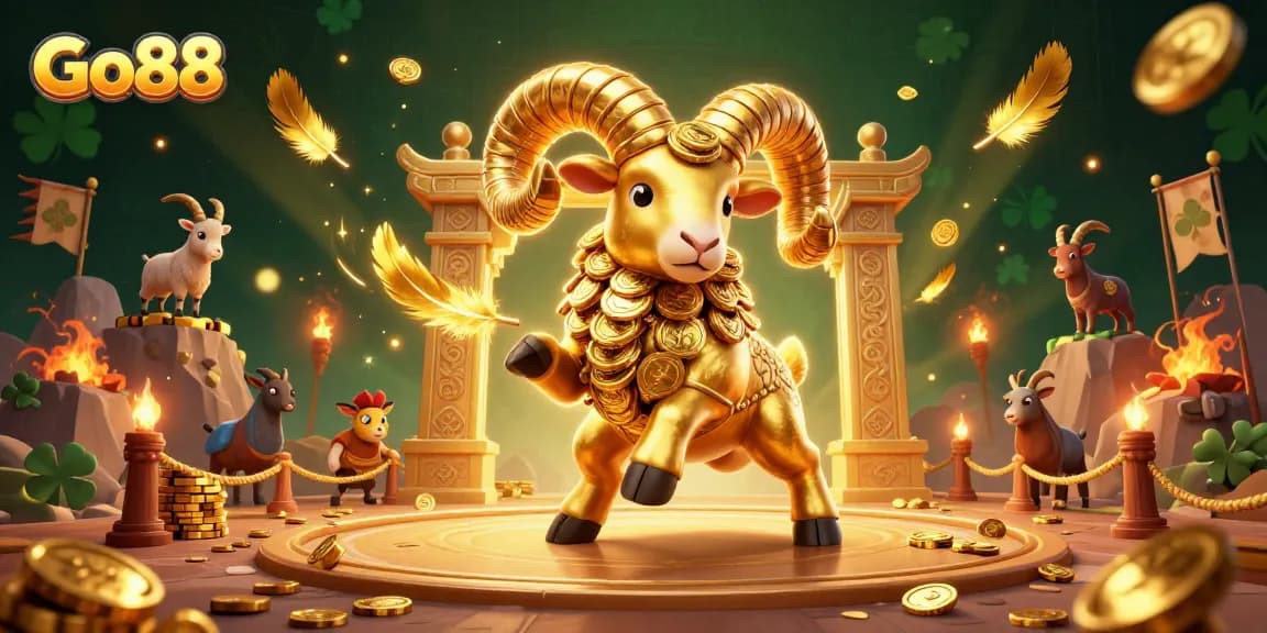 Experience thrilling gaming action at Go88 with a vibrant 3D illustration of gambling excitement and rewards.
