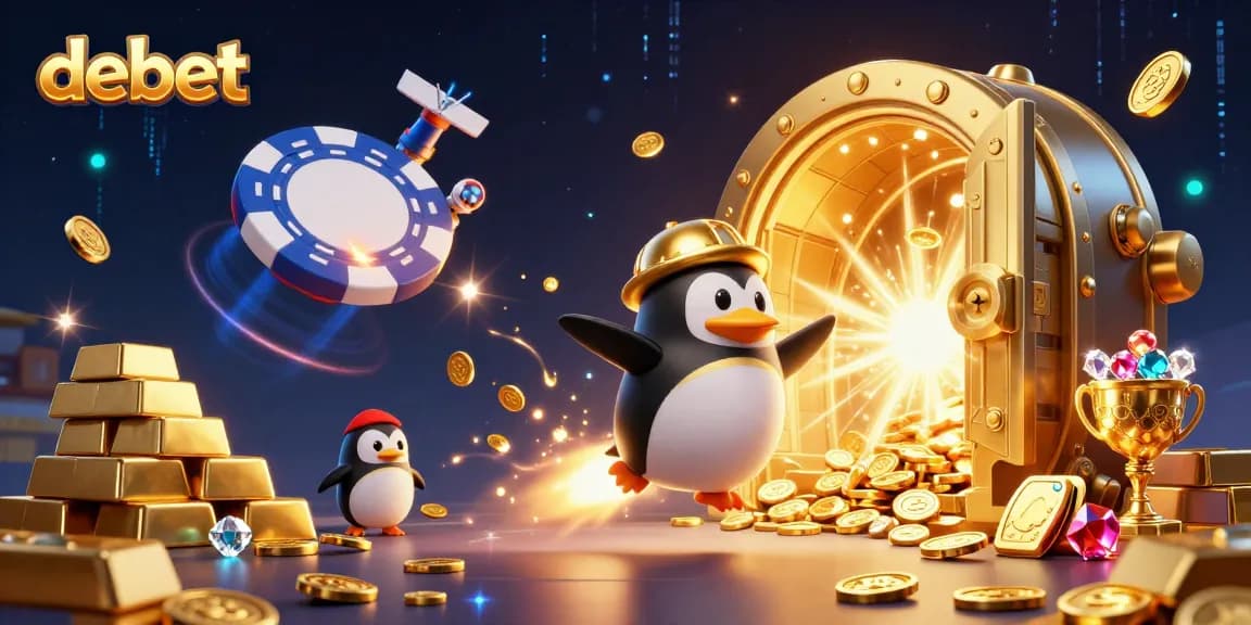 Experience debet with a 3D penguin and golden treasures in an exciting casino universe.