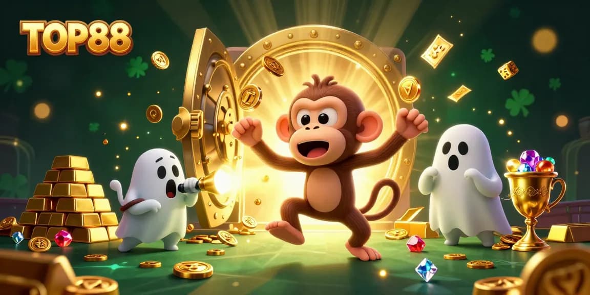 TOP88 offers thrilling casino adventures in a haunted setting with vibrant golden treasures.