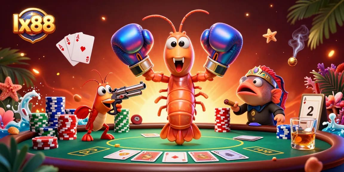 Play with lx88 themed poker action featuring vibrant characters and casino elements