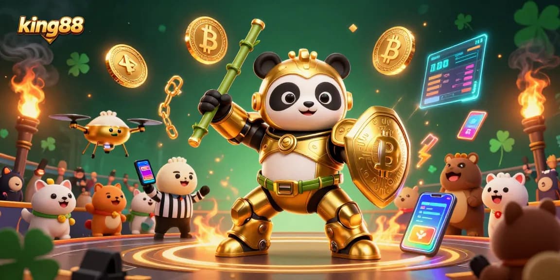 Join king88 in an exciting casino adventure featuring a golden robot and crypto treasures.