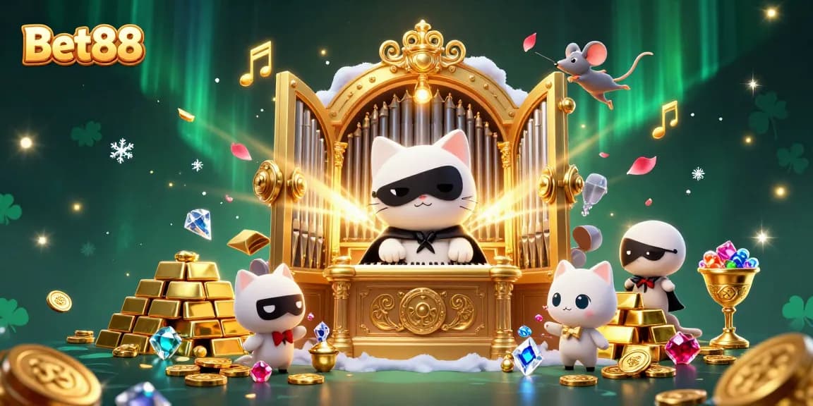 Bet88 players experience thrilling winnings in a vibrant 3D casino illustration with gems and treasures.