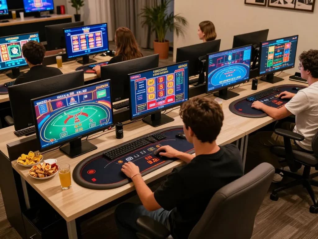 Engaging in strategic gameplay at JJun88 online casino with multiple game screens