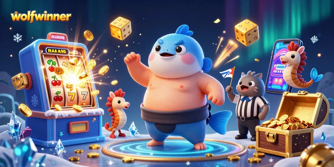 Experience excitement with wolfwinner's vibrant underwater casino adventure featuring a puffed blowfish and treasures.