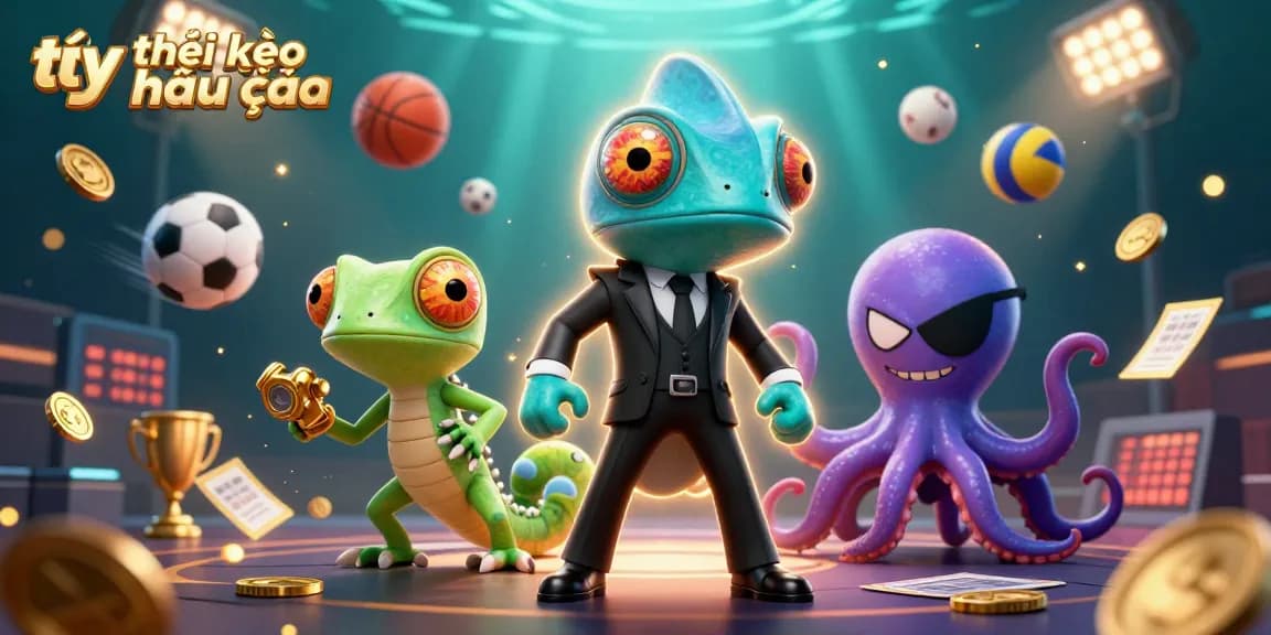 Engage with tỷ lệ kèo nhà cái through thrilling sports betting exemplified by dynamic characters and sports elements.