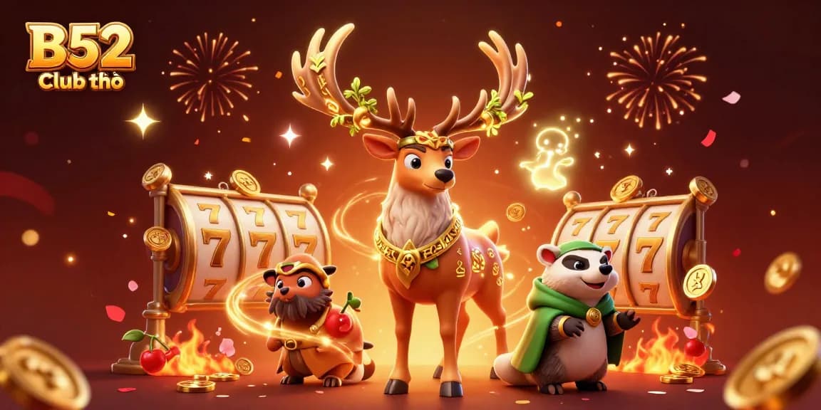 Bidding in the exciting 3D atmosphere of B52 Club chính thức with vibrant slot reels and majestic characters.