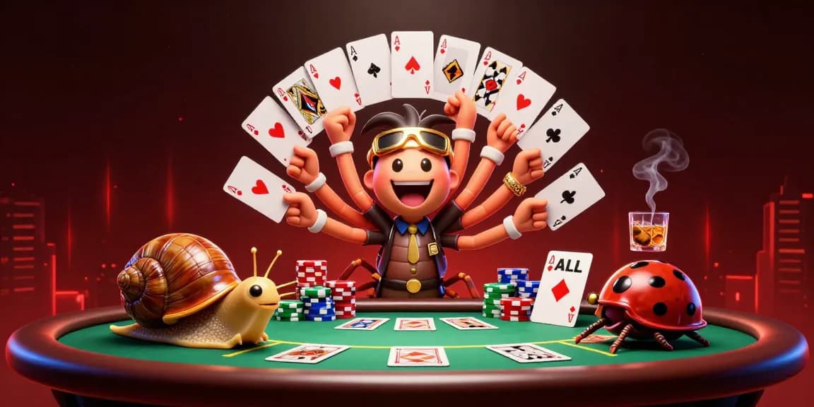 Experience the thrilling world of llwin kjc poker with a dynamic 3D illustration filled with vibrant characters and game elements.