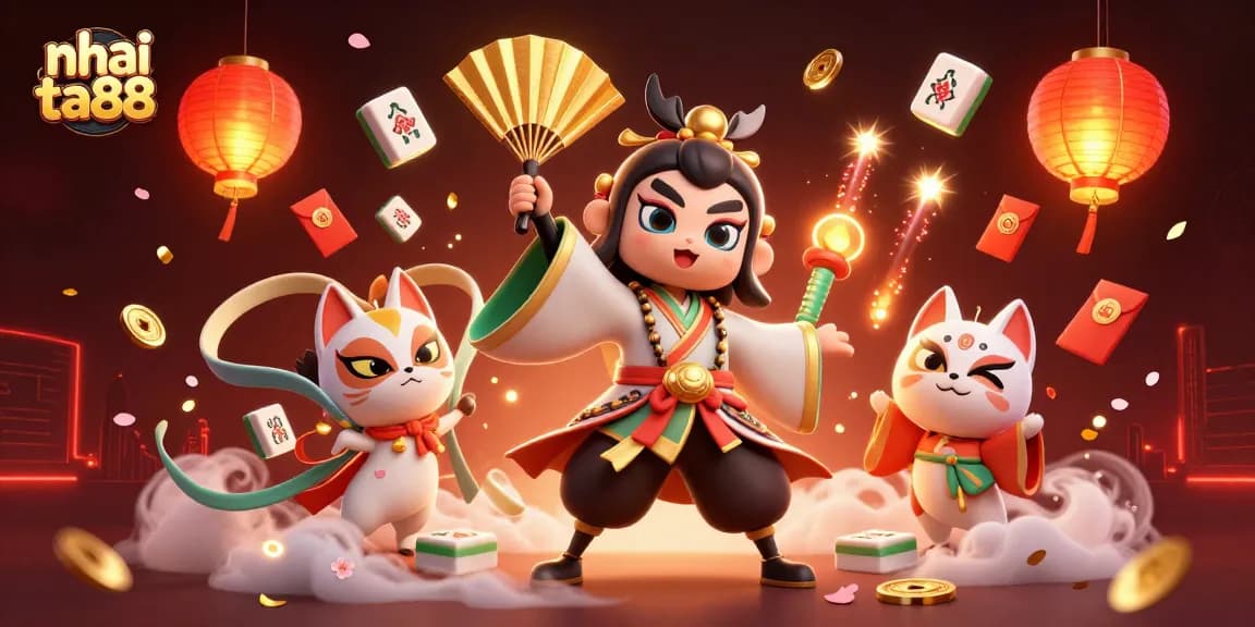 Engage with nha cai ta88 through an exciting 3D illustration of vibrant casino-themed characters.