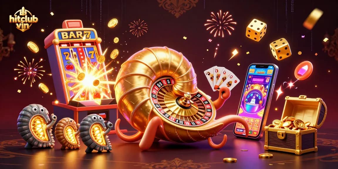 Experience thrilling games with hitclub vin, featuring a giant nautilus roulette wheel and exploding slot machine excitement.