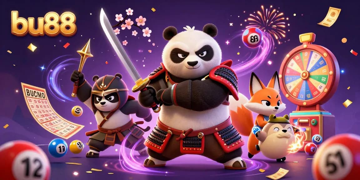 Feel the excitement of bu88 as the panda warrior draws his katana in this vibrant casino illustration.