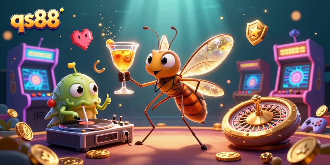 Experience the excitement of qs88 with a vibrant casino scene featuring unique characters and dynamic gaming elements.
