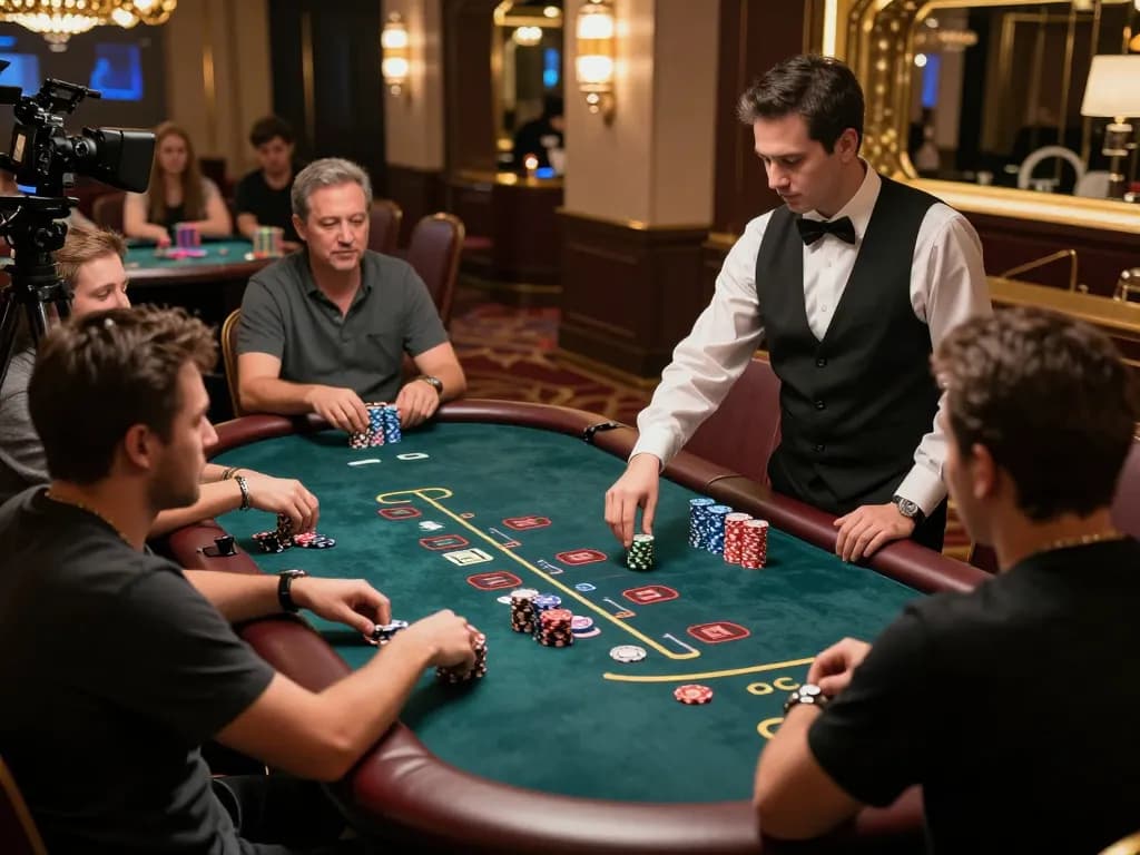 Engaged players at King33's live casino blackjack table experiencing excitement and strategy.