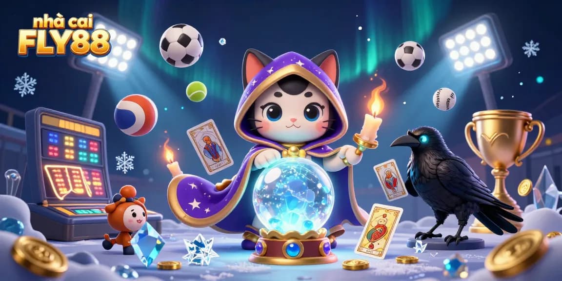 Engage visitors with the dynamic world of nhà cái FLY88, featuring mystical characters and sports elements.