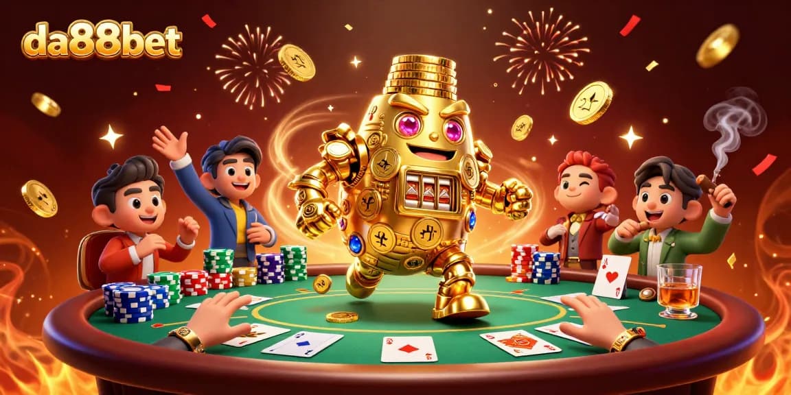Join da88bet for top-tier poker excitement and thrilling gameplay with golden golem and rich casino elements.