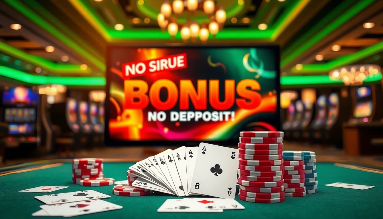 Aktionsgrafik für casino bonus ohne einzahlung neu, präsentiert auf einem Bildschirm mit bunten Bonusgrafiken.