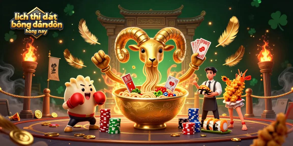 Experience the excitement of lịch thi đấu bóng đá hôm nay with an energetic scene featuring 3D cartoon characters engaging in gambling.