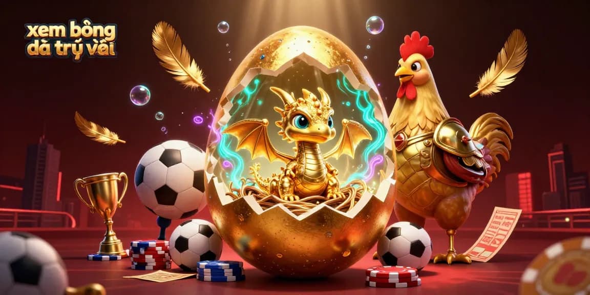 Watch xem bóng đá trực tuyến with vibrant dragon and golden hen amidst dynamic casino elements