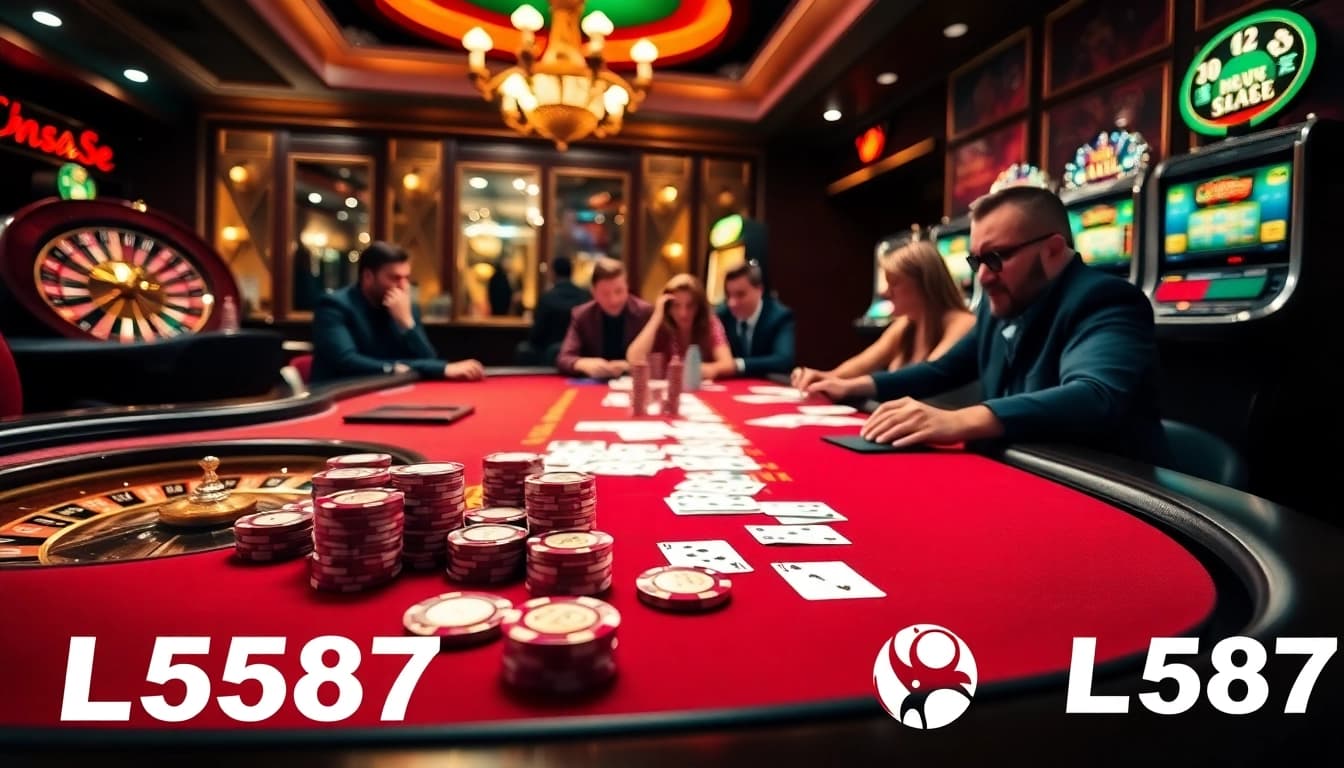 Players engaging in an exciting poker game at the L567 online casino.