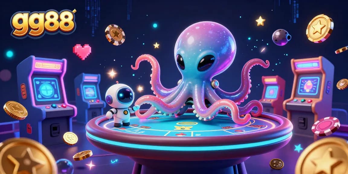Experience gg88 excitement with an alien octopus at a holographic poker table!