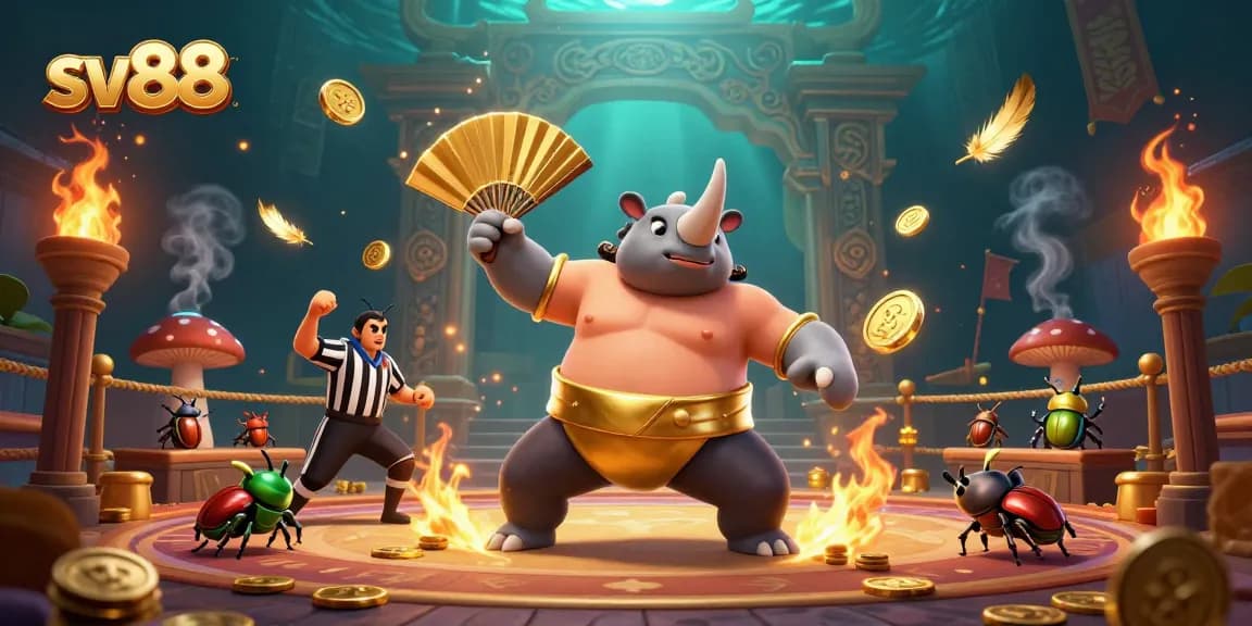 Engage in sv88's thrilling atmosphere with a dynamic casino scene featuring powerful characters and gambling elements.