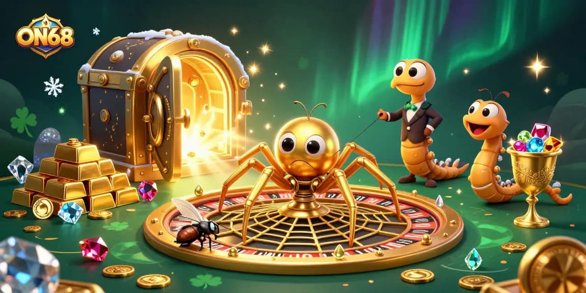 Experience thrilling bets with ON68 in a vibrant casino-themed illustration.