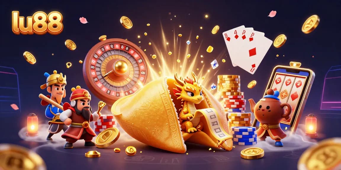 Experience thrilling gameplay at lu88 with dynamic casino elements and vibrant gold visuals.