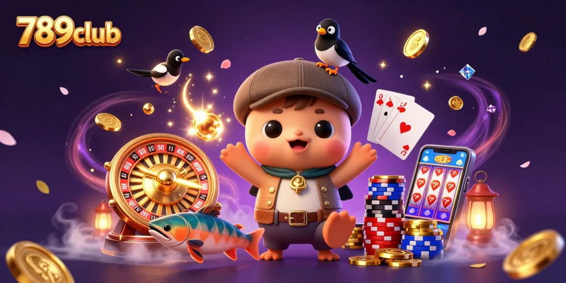 Engage in thrilling gameplay at 789club with vibrant scenes of 3D characters surrounded by dazzling casino elements.