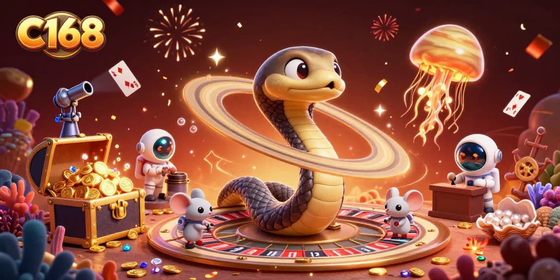 Bet on C168 with a thrilling 3D casino scene featuring vibrant characters and dynamic elements.