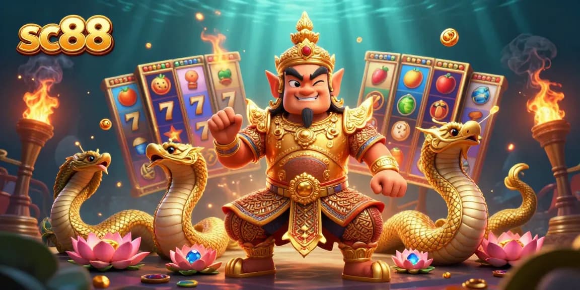 Engage in thrilling action with sc88's vibrant slots and jackpot guardian in a colorful casino.