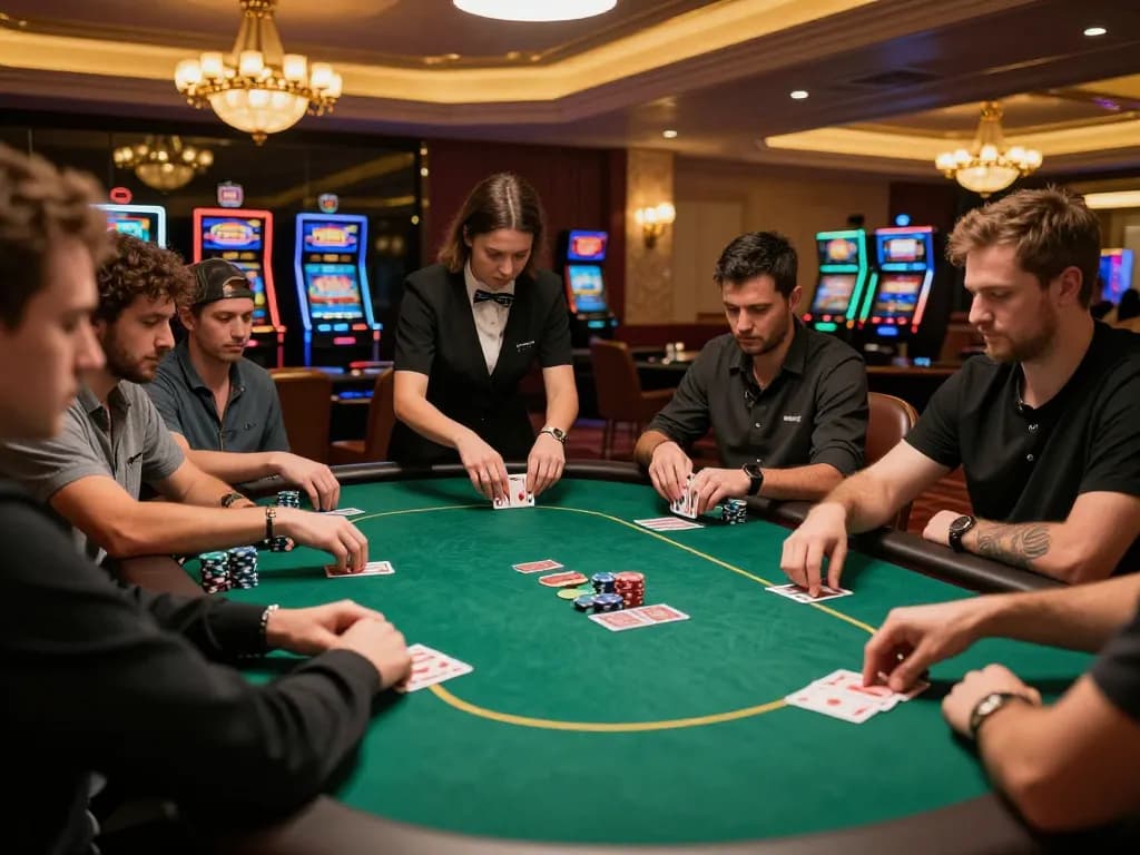 Players enjoying a high-stakes game at LC 88 poker tables in a luxurious casino setting.