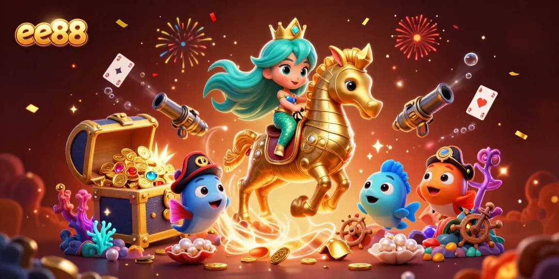 Engage with ee88's fun and vibrant underwater casino adventure featuring mermaids and treasure
