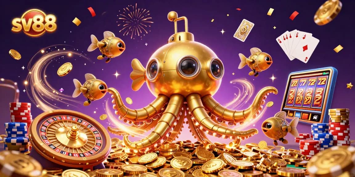 Experience thrilling gameplay with sv88's golden kraken submarine and cascading casino elements.