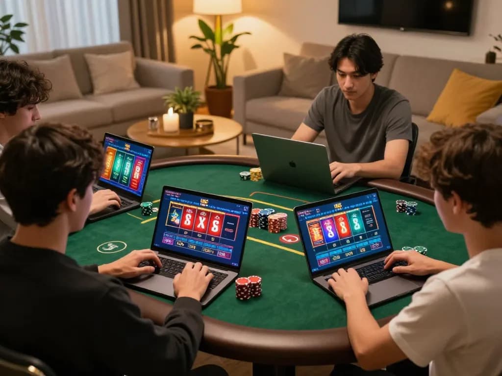Players enjoying their experience on king33 online casino platform with engaging games displayed on their screens