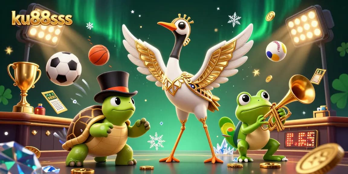 Experience the excitement of ku88sss with vibrant characters and dynamic gambling elements in a lively 3D casino scene.
