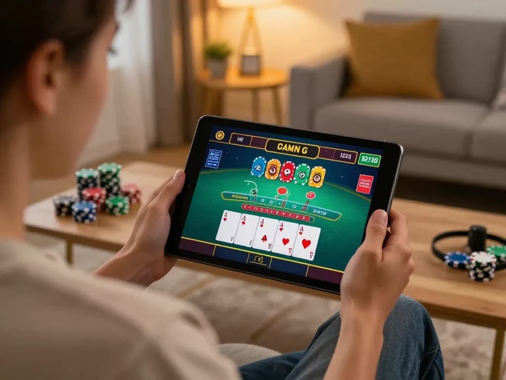 Engaging in live dealer blackjack on tablet, showcasing 27G online gaming experience.
