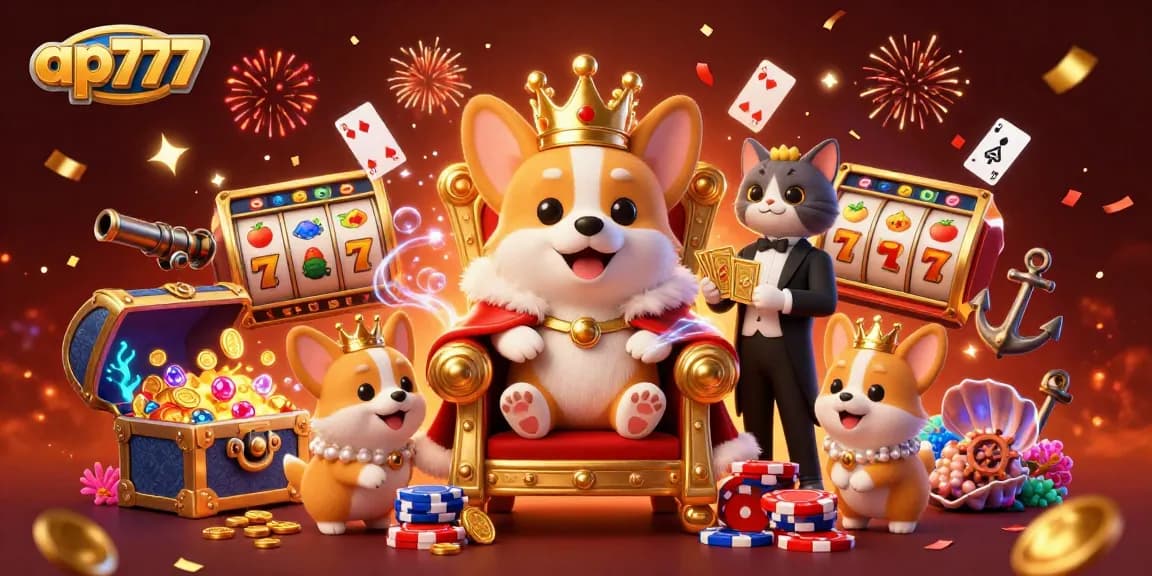 Experimente a emoção no ap777 com um corgi real entre tesouros e celebrações temáticas de cassino.