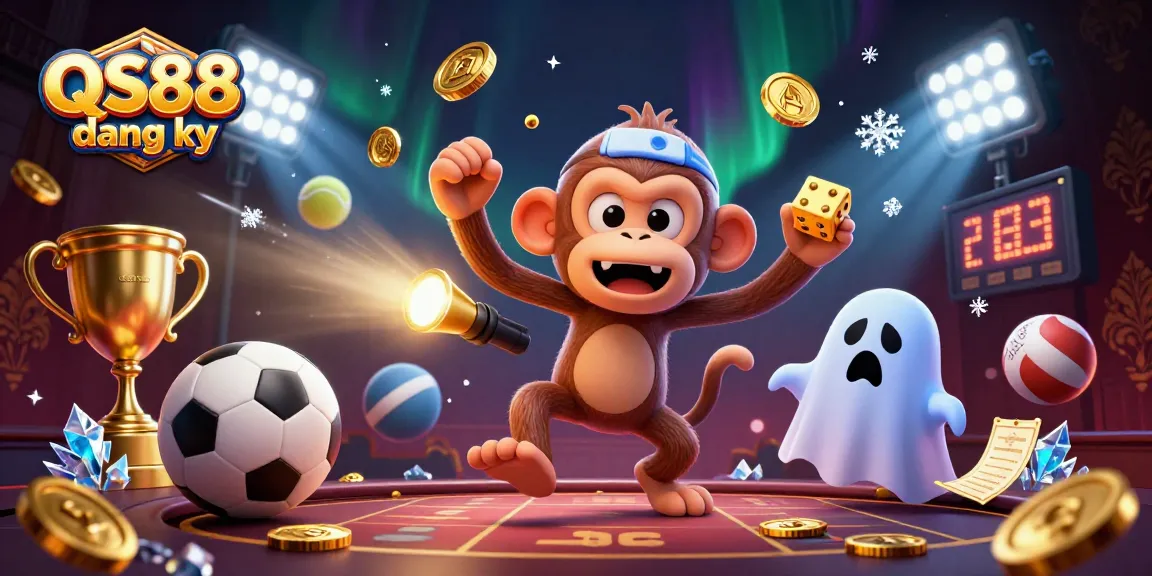 Engage in thrilling winnings at QS88 dang ky with an interactive 3D casino illustration showcasing excitement and rewards.