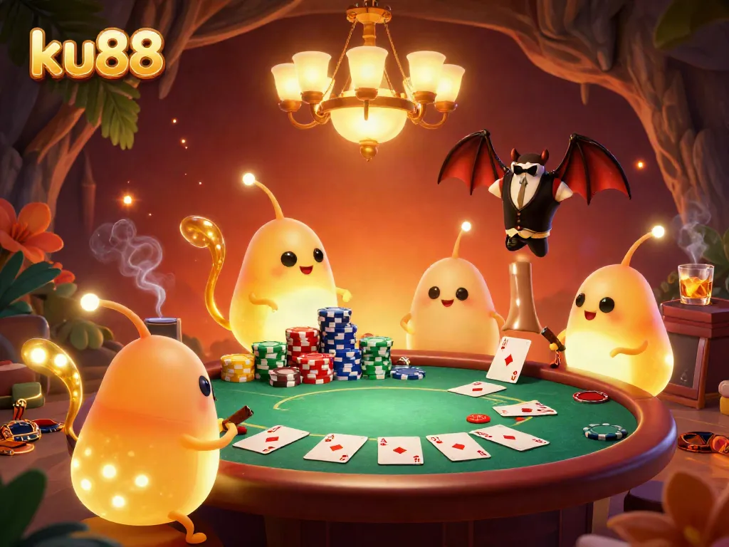 Play thrilling poker at ku88 while experiencing vibrant casino ambiance created by glowworms.