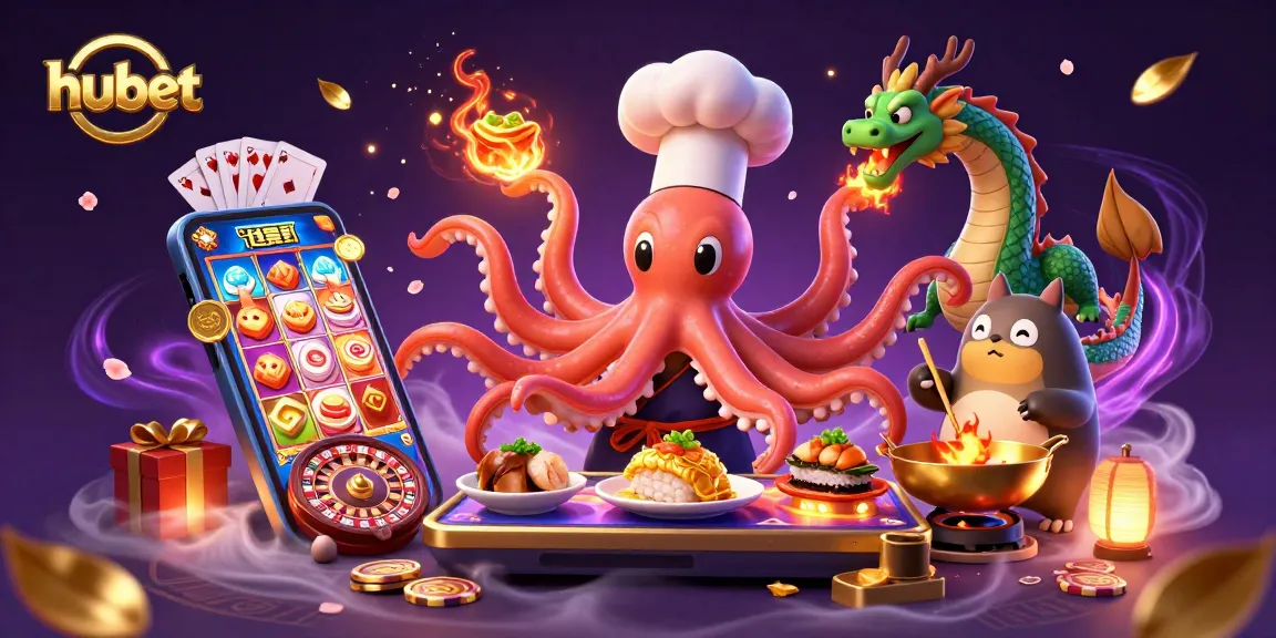 Experience vibrant gameplay with hubet’s unique characters and slot game elements in a 3D illustration.