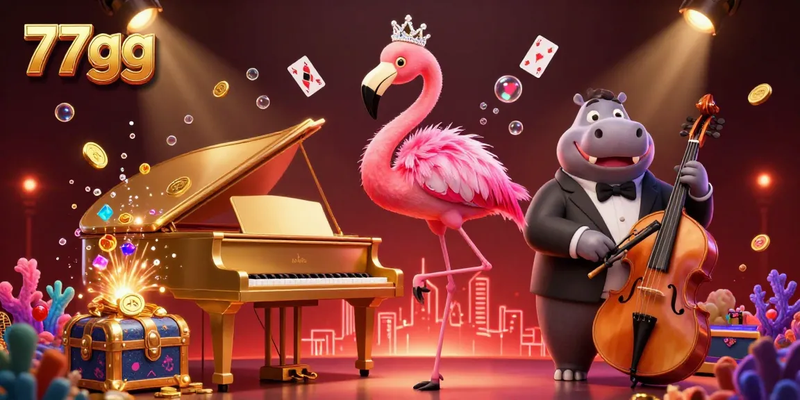 Experience the thrill of 77gg's vibrant casino scene with dynamic characters and exciting game elements.