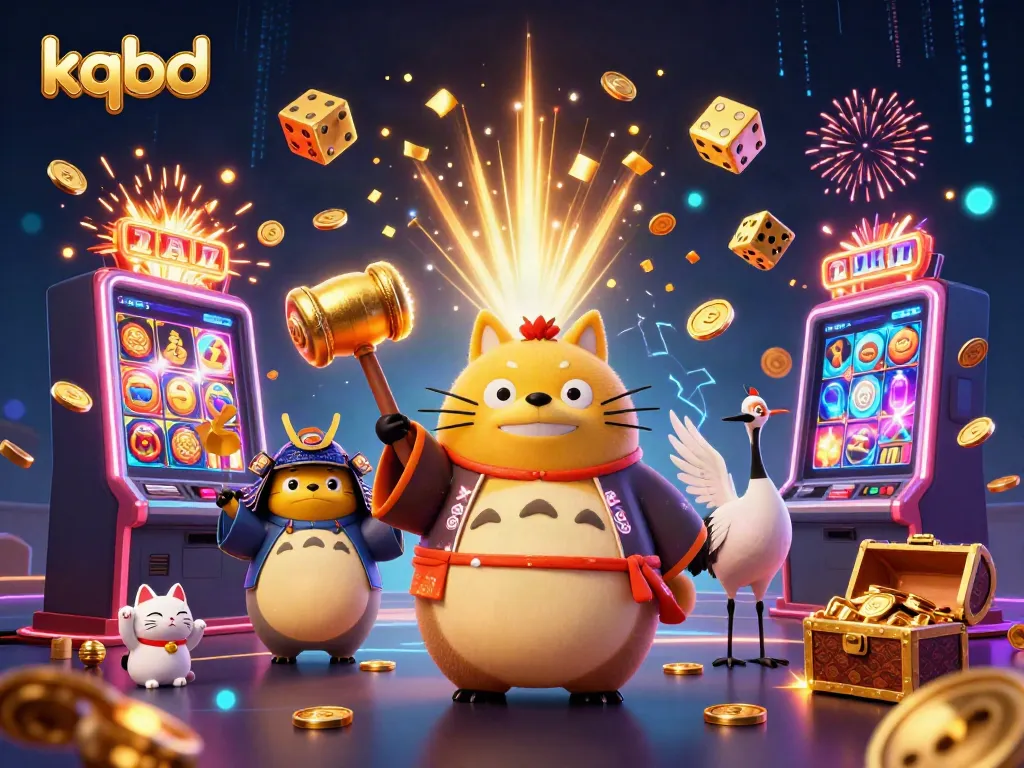 Watch the lively kqbd scene come alive as cheerful characters engage with a burst of casino elements.
