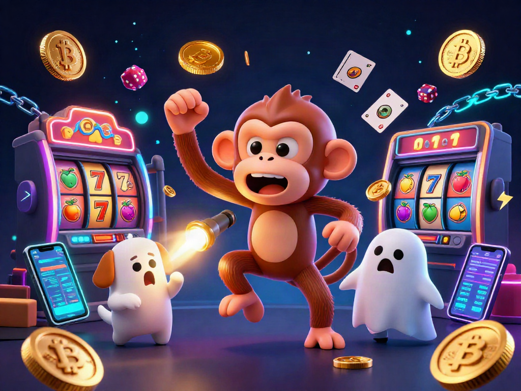 Engage with 33win's exciting casino adventure featuring a mischievous monkey juggling coins.